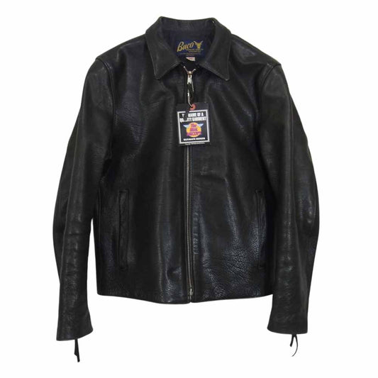 The REAL McCOY'S ザリアルマッコイズ BUCO ブコ ステアハイド 襟付き シングル ライダース ジャケット ブラック系 36【中古】