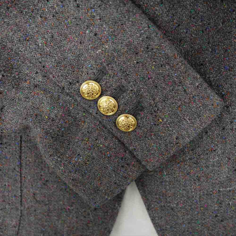 ハルシ 15AW シルク混 ネップ セットアップ スーツ ジャケット パンツ ライトブラウン系 L【極上美品】【中古】