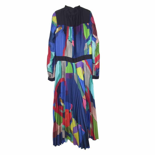 Sacai サカイ × KAWS 21AW 21-05681 Multi Print Dress カウズ マルチ プリント プリーツ ロング ドレス ブラック系 3【美品】【中古】