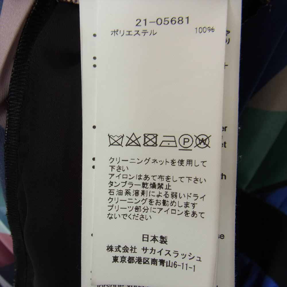 Sacai サカイ × KAWS 21AW 21-05681 Multi Print Dress カウズ マルチ プリント プリーツ ロング ドレス ブラック系 3【美品】【中古】