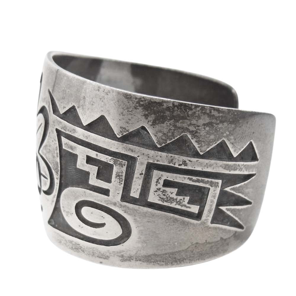 ホピ族 オーバーレイ カチーナ ワイド バングル【中古】