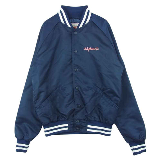 HYSTERIC GLAMOUR ヒステリックグラマー 02171AB14 バックアーチロゴ HYSTERIC-G 刺繍 ナイロン スタジャン ネイビー系 S【美品】【中古】