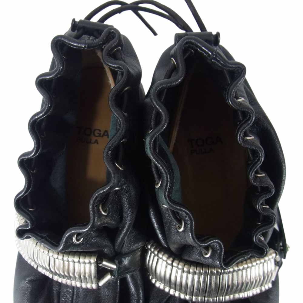 TOGA トーガ メタル 装飾 レザー ウエスタン ブーツ ブラック系 39【中古】