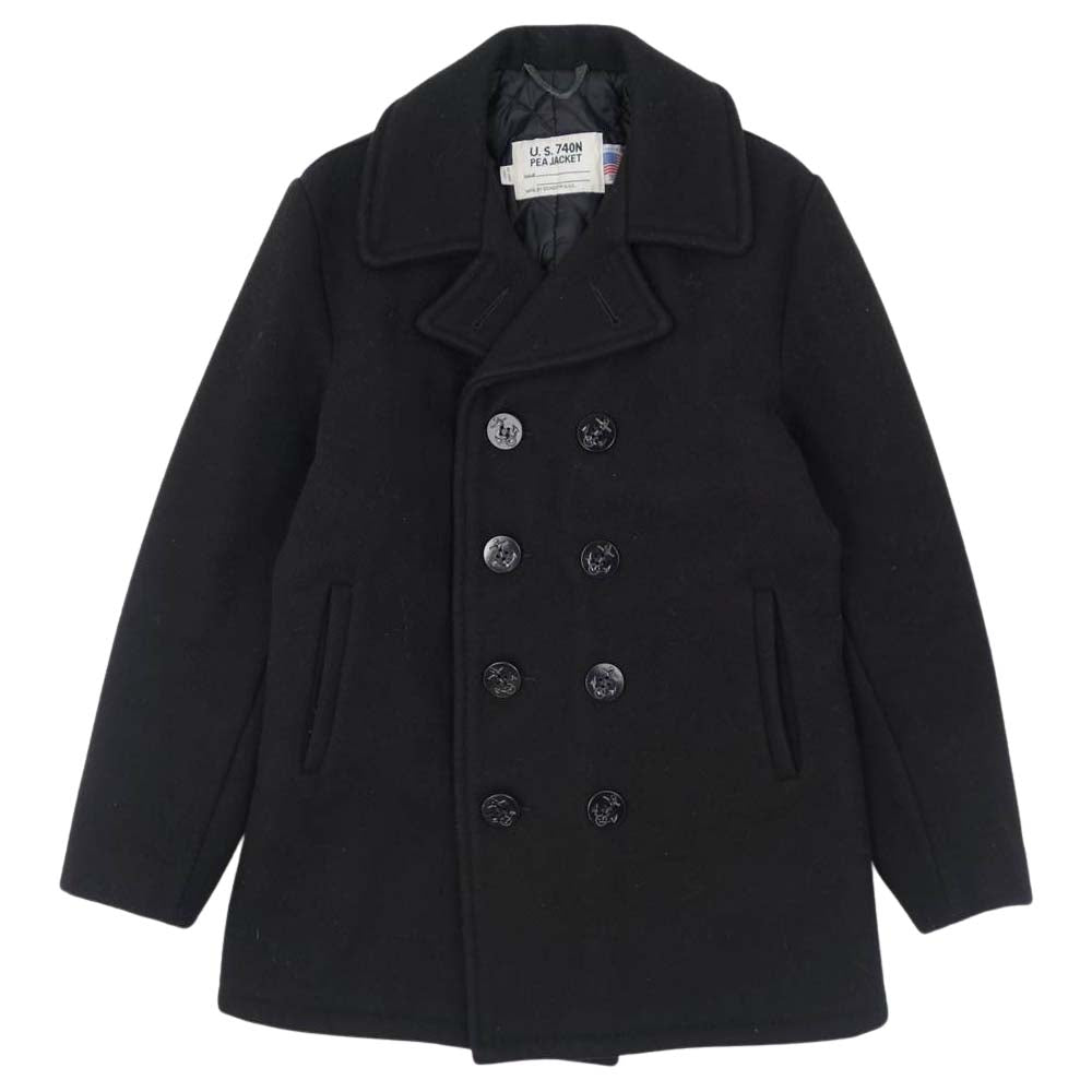 schott ショット 740N USA製 Naval Pea Coat ヘビー メルトン ピーコート ブラック系 36【中古】