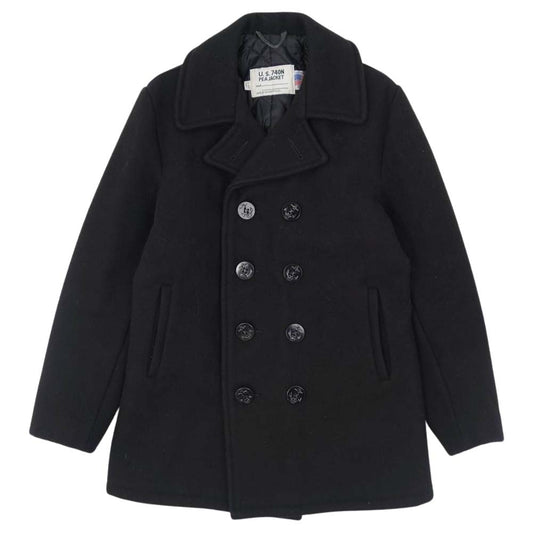 schott ショット 740N USA製 Naval Pea Coat ヘビー メルトン ピーコート ブラック系 36【中古】