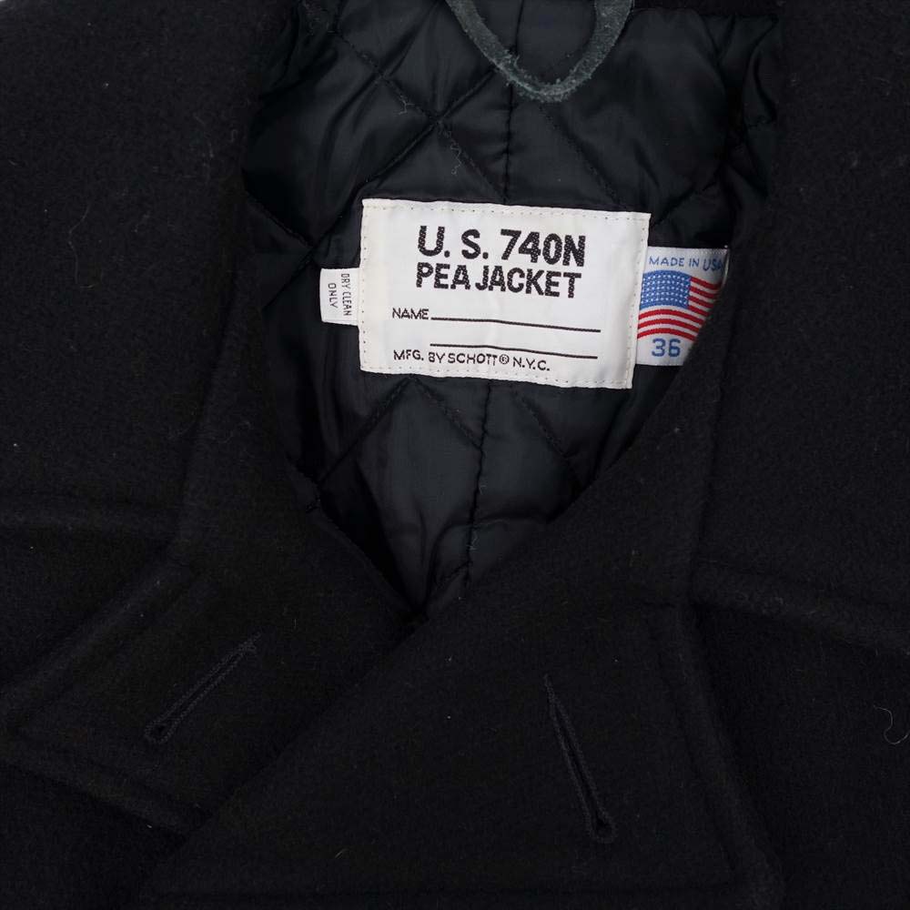 schott ショット 740N USA製 Naval Pea Coat ヘビー メルトン ピーコート ブラック系 36【中古】