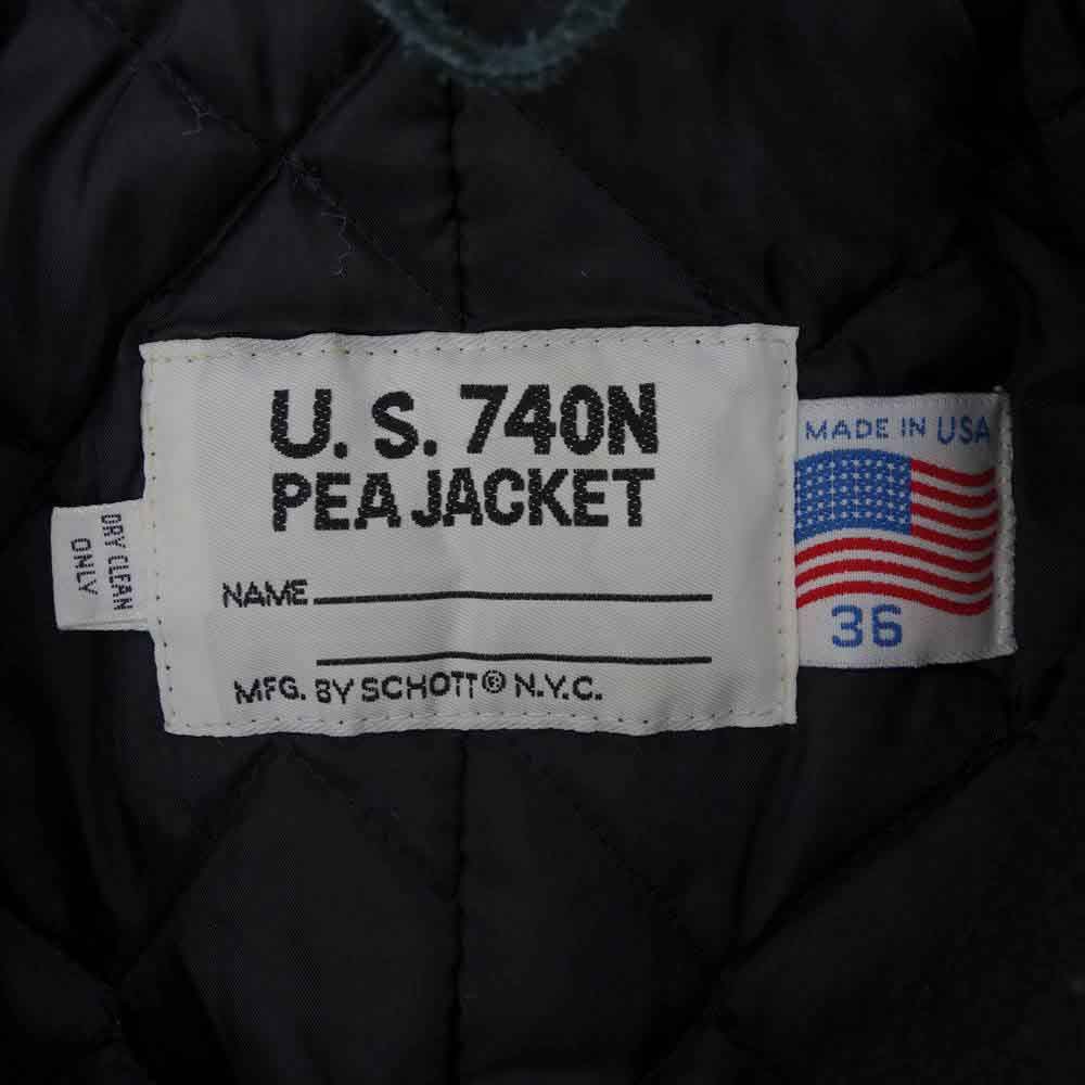 schott ショット 740N USA製 Naval Pea Coat ヘビー メルトン ピーコート ブラック系 36【中古】