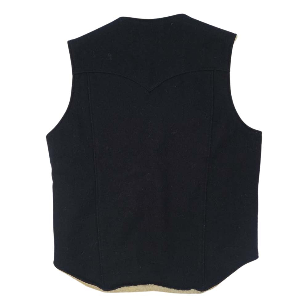 schott ショット ×BACK DROP バックドロップ USA製 クロスボーン RANCHER ウール ボア ベスト ブラック系 L【中古】