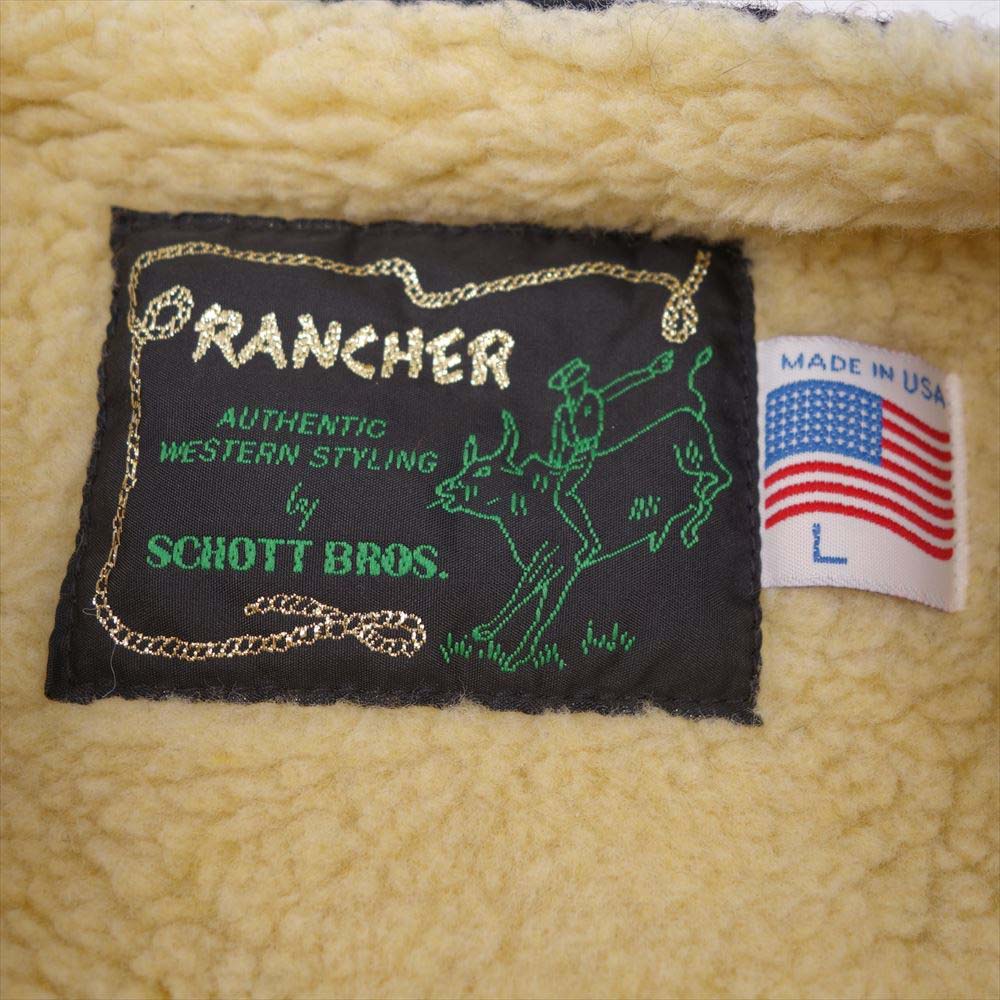 schott ショット ×BACK DROP バックドロップ USA製 クロスボーン RANCHER ウール ボア ベスト ブラック系 L【中古】