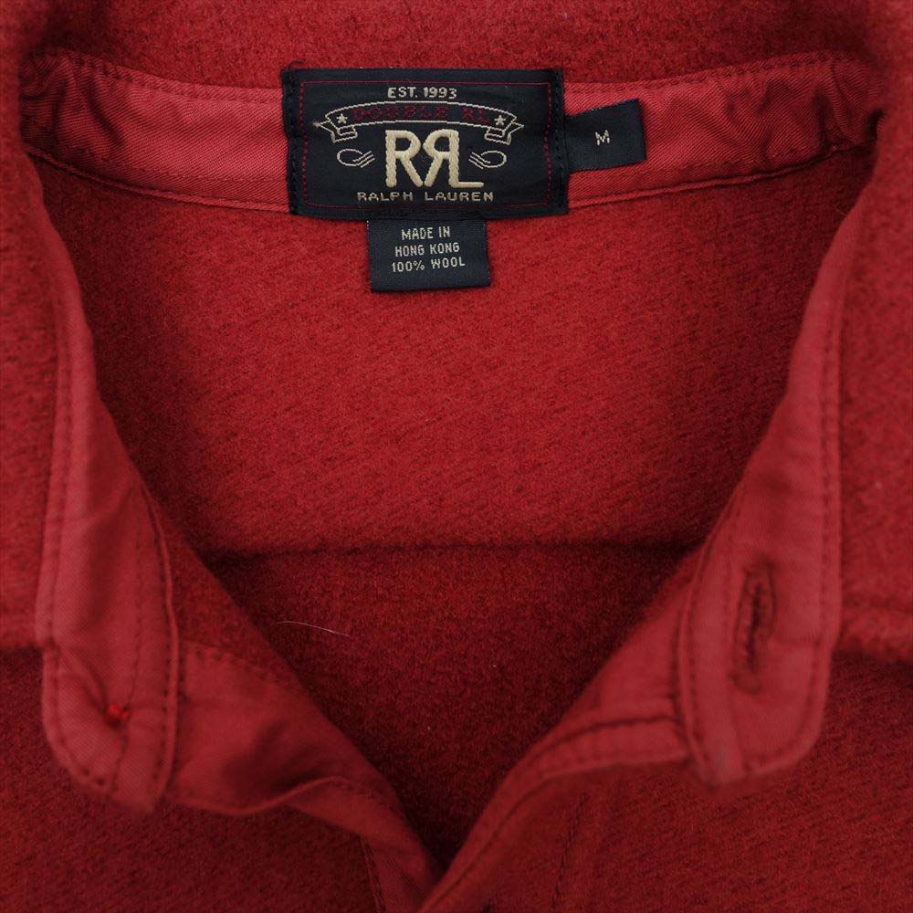 RRL ダブルアールエル NATIVE BORDER PATTERNE L/S WOOL SHIRTS ネイティブ ボーダー ウール シャツ レッド系 M【中古】