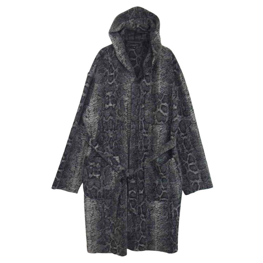 Engineered Garments エンジニアードガーメンツ 20AW knit robe snake スネーク ニット ローブ ガウン フード コート ブラック系 グレー系 S【中古】