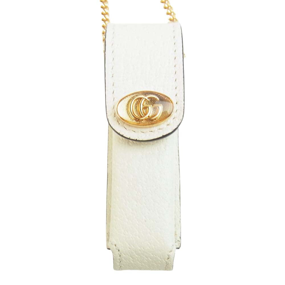 GUCCI グッチ ダブルG レザー シングル リップスティック ケース ペンダント ネックレス【新古品】【未使用】【中古】