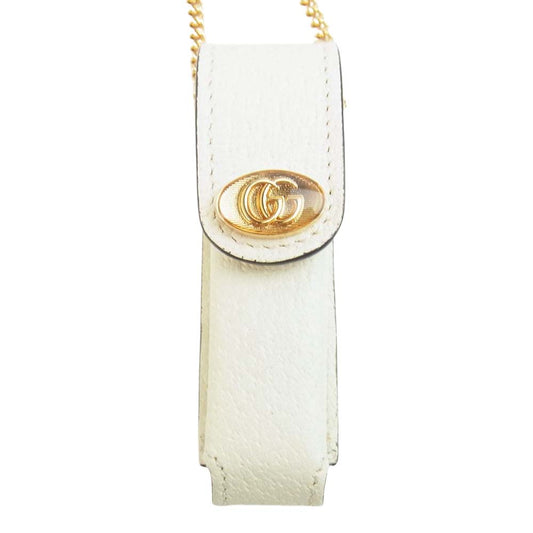 GUCCI グッチ ダブルG レザー シングル リップスティック ケース ペンダント ネックレス【新古品】【未使用】【中古】