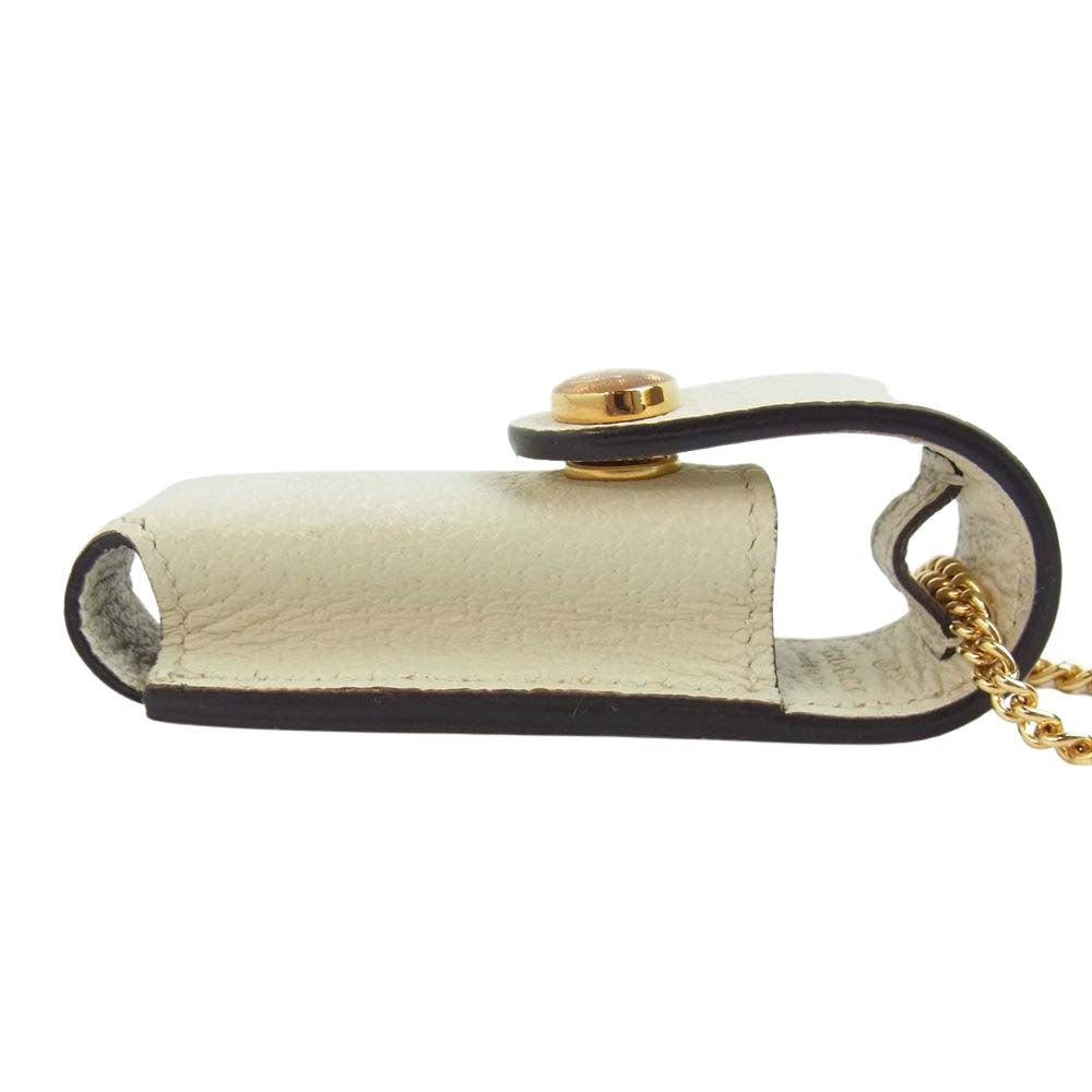 GUCCI グッチ ダブルG レザー シングル リップスティック ケース ペンダント ネックレス【新古品】【未使用】【中古】