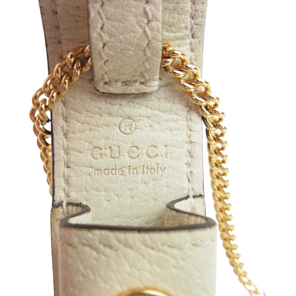 GUCCI グッチ ダブルG レザー シングル リップスティック ケース ペンダント ネックレス【新古品】【未使用】【中古】