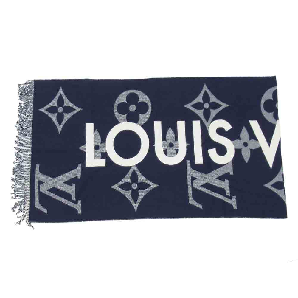 LOUIS VUITTON ルイ・ヴィトン M73454 国内正規品 エシャルプ モノグラム キャピタル ウール×カシミヤ マフラー マリーヌ【中古】