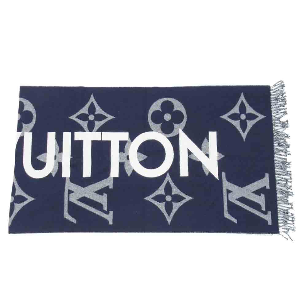 LOUIS VUITTON ルイ・ヴィトン M73454 国内正規品 エシャルプ モノグラム キャピタル ウール×カシミヤ マフラー マリーヌ【中古】