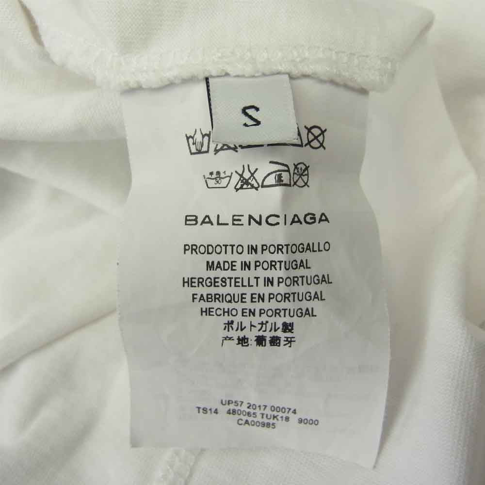 BALENCIAGA バレンシアガ 17AW 480065 国内正規品 オーバーサイズ バック刺繍 半袖 Tシャツ ホワイト系 S【中古】