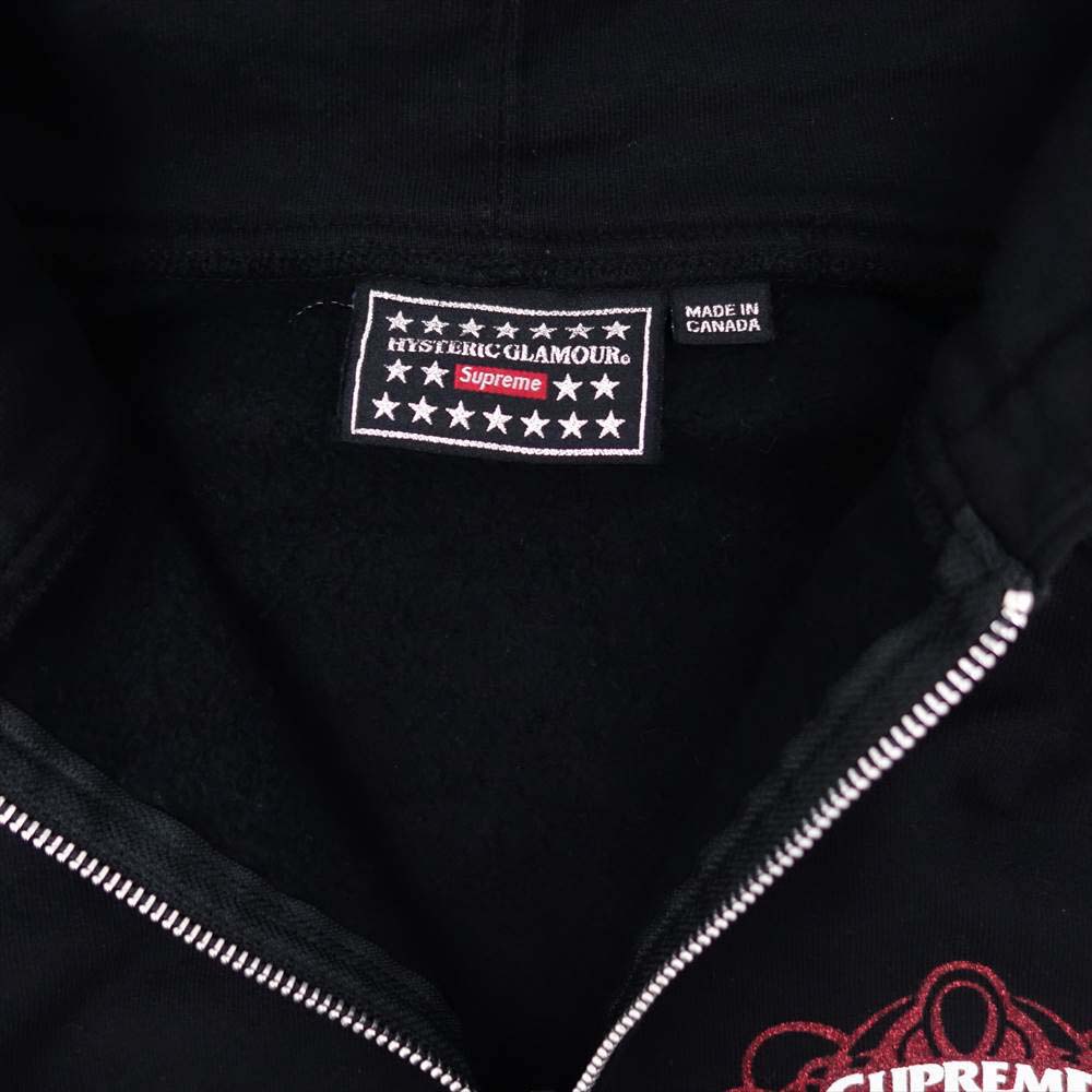 Supreme シュプリーム 21SS Hysteric Glamour Zip Up Hooded Sweatshirt ヒステリックグラマー ブラック系 S【中古】