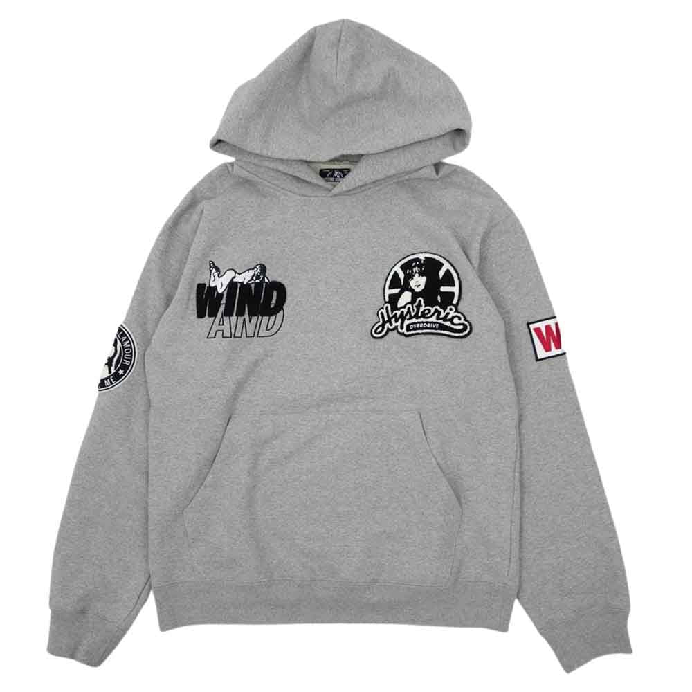 HYSTERIC GLAMOUR ヒステリックグラマー WIND AND SEA WDS-HYS-2-02 HOODIE ウィンダンシー フーディ パーカー グレー系 M【美品】【中古】