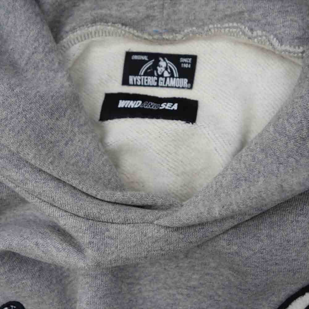 HYSTERIC GLAMOUR ヒステリックグラマー WIND AND SEA WDS-HYS-2-02 HOODIE ウィンダンシー フーディ パーカー グレー系 M【美品】【中古】