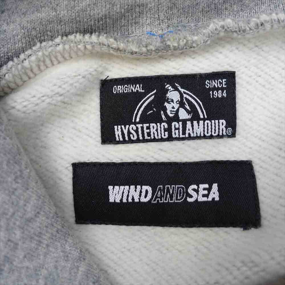 HYSTERIC GLAMOUR ヒステリックグラマー WIND AND SEA WDS-HYS-2-02 HOODIE ウィンダンシー フーディ パーカー グレー系 M【美品】【中古】