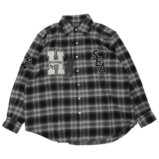 HYSTERIC GLAMOUR ヒステリックグラマー WIND AND SEA WDS-HYS-3-04 CHECK SHIRT ウィンダンシー チェックシャツ ブラック系 S【新古品】【未使用】【中古】