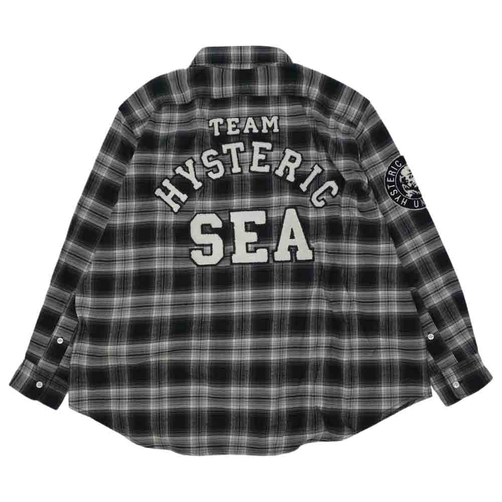 HYSTERIC GLAMOUR ヒステリックグラマー WIND AND SEA WDS-HYS-3-04 CHECK SHIRT ウィンダンシー チェックシャツ ブラック系 S【新古品】【未使用】【中古】
