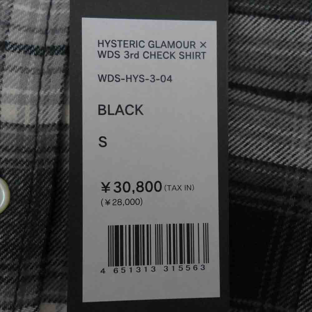 HYSTERIC GLAMOUR ヒステリックグラマー WIND AND SEA WDS-HYS-3-04 CHECK SHIRT ウィンダンシー チェックシャツ ブラック系 S【新古品】【未使用】【中古】