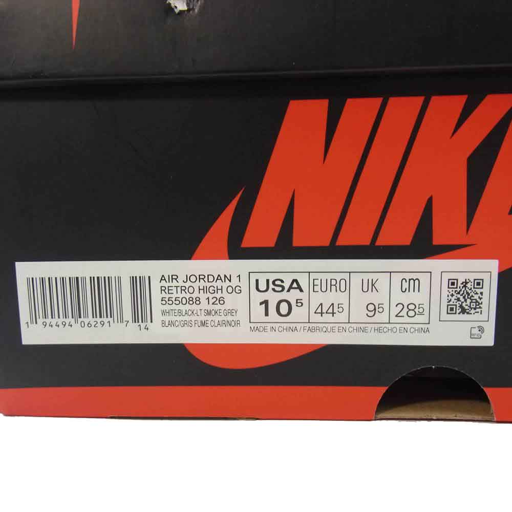 NIKE ナイキ 555088-126 AIR JORDAN 1 RETRO HIGH OG エアジョーダン ワン レトロ ハイ LIGHT SMOKE GREY US10.5【美品】【中古】