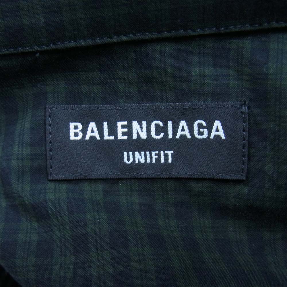 BALENCIAGA バレンシアガ 21SS 658854 国内正規品 50/50 Pyjama Shirt ドッキング パジャマ シャツ グリーン系 S【美品】【中古】