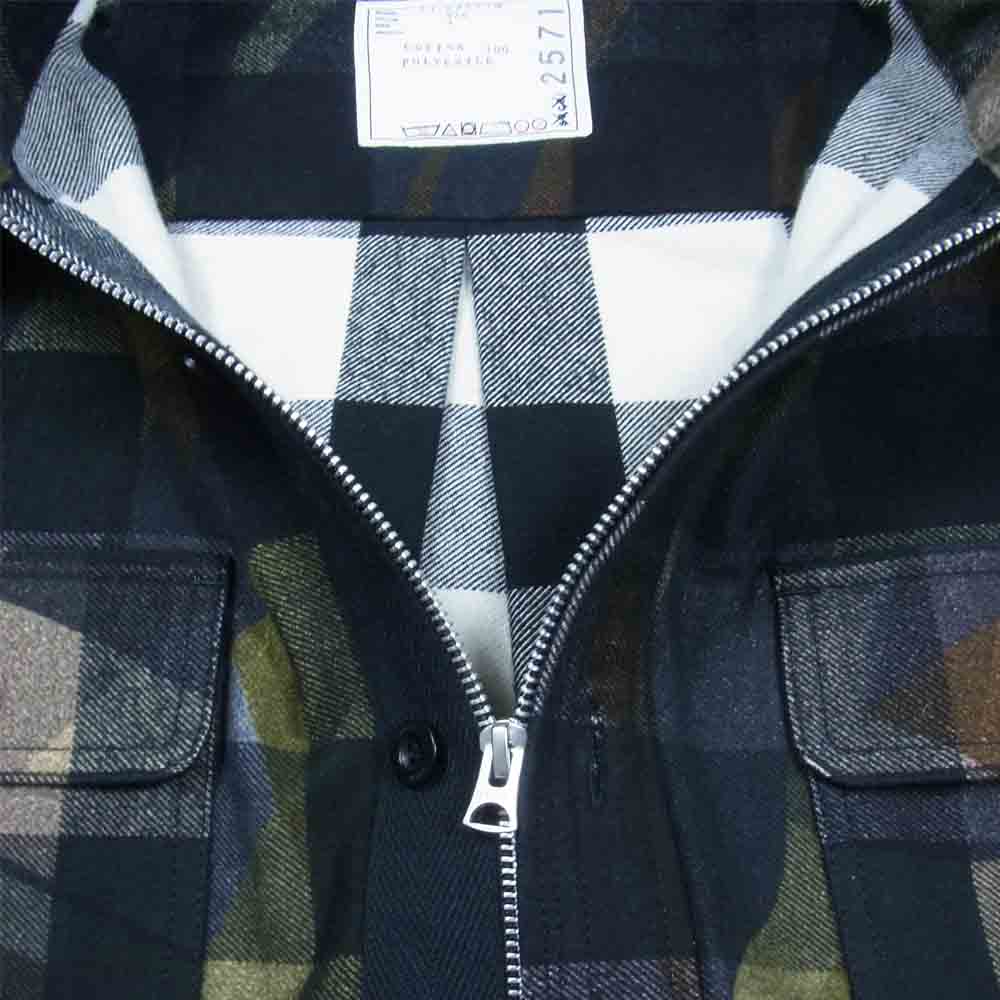 Sacai サカイ KAWS 21-02571M Plaid Shirt CAMOUFLAGE カウズ プレイド シャツ カモフラージュ ブラック系 4【美品】【中古】