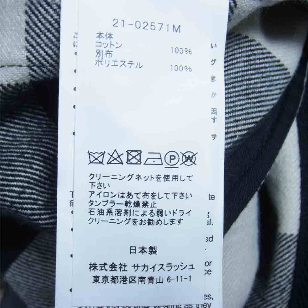 Sacai サカイ KAWS 21-02571M Plaid Shirt CAMOUFLAGE カウズ プレイド シャツ カモフラージュ ブラック系 4【美品】【中古】