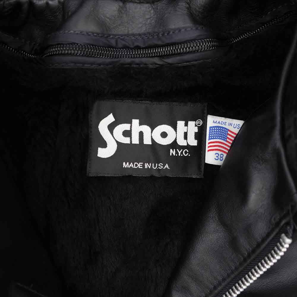 schott ショット 641 USA製 ボアライナー付属 シングルライダース ジャケット ブラック系 38【中古】