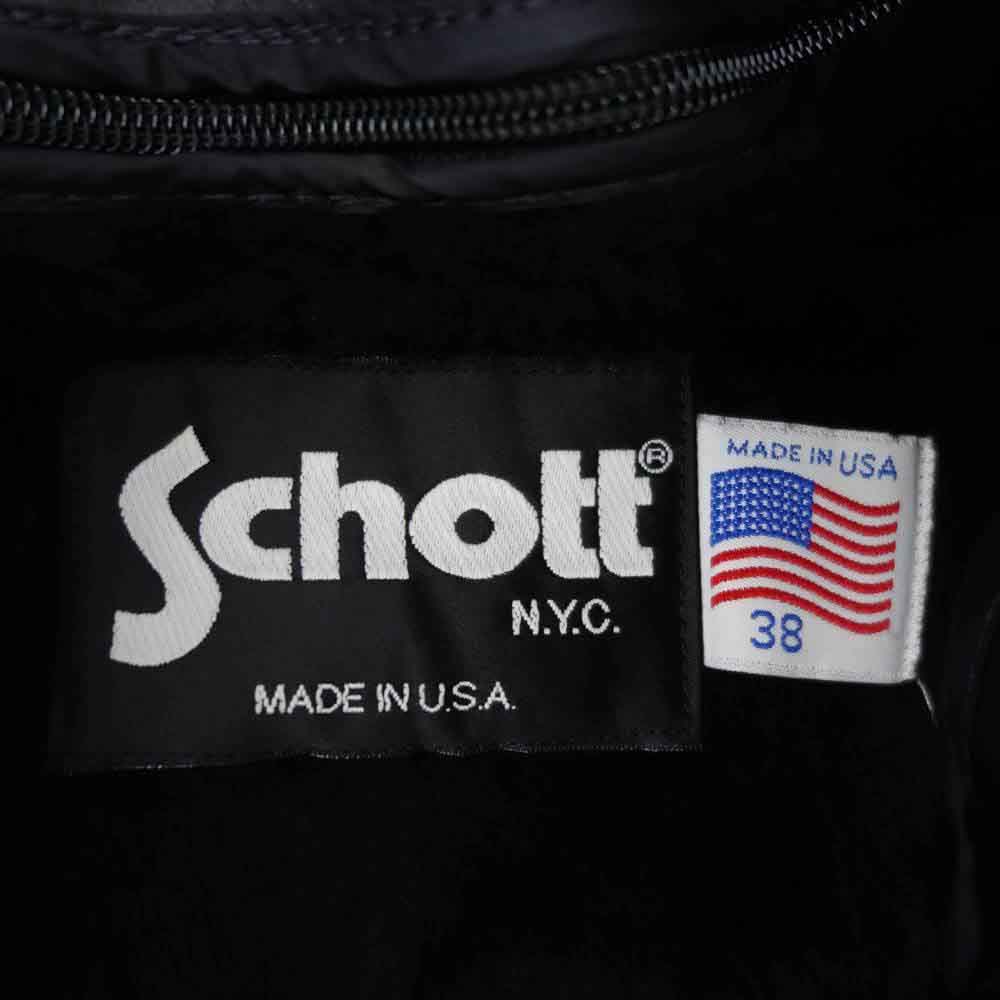 schott ショット 641 USA製 ボアライナー付属 シングルライダース ジャケット ブラック系 38【中古】