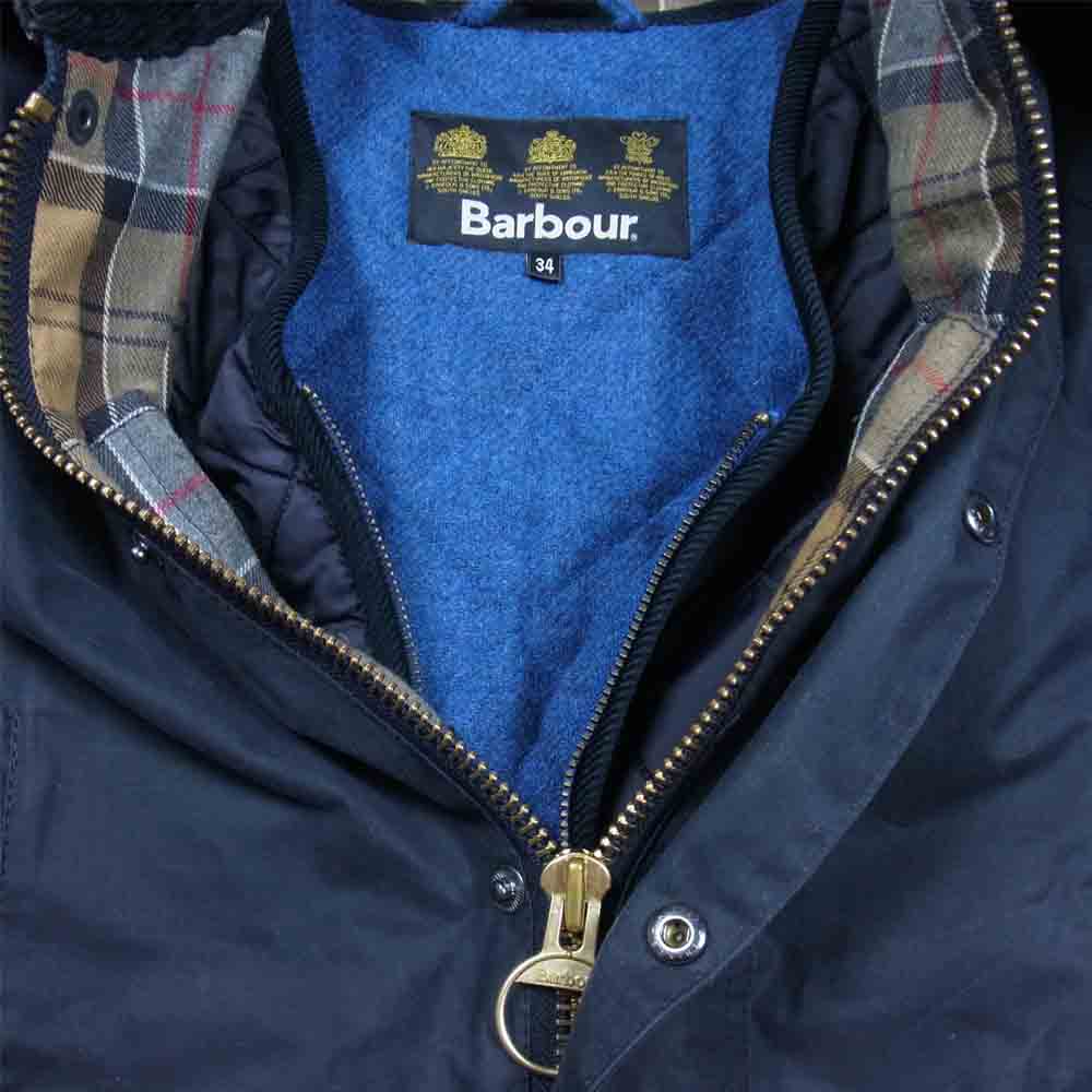 Barbour バブアー 1502125 英国製 国内正規品 SL BEAUFORT スリムフィット ビューフォート ウール ナイロン キルティング ベスト付き ジャケット ネイビー系 34【中古】