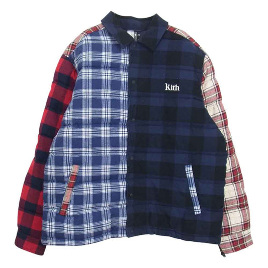 キス 20-020-060-0003-3-0 再構築 チェック 切替 中綿 キルティング ジャケット ネイビー系 M【中古】