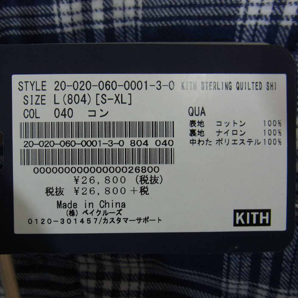 キス 20-020-060-0001-3-0 フード付き チェック 切替 中綿 キルティング ジャケット ネイビー系 L【中古】