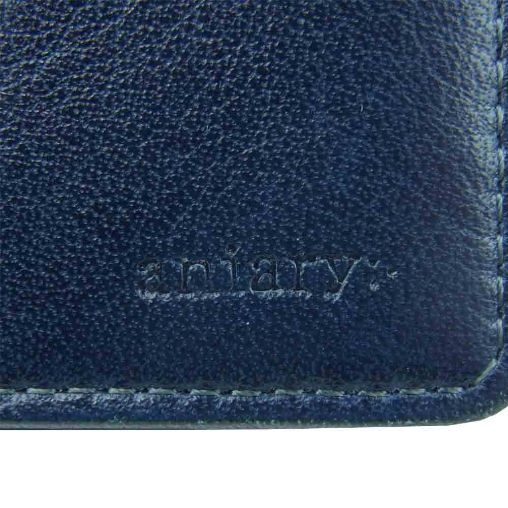 aniary アニアリ 01-20000 アンティーク レザー 二つ折り 財布 ウォレット 牛革 ダークネイビー系【中古】
