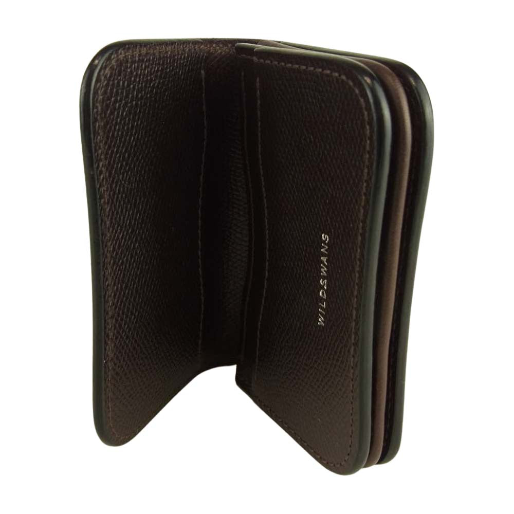 WILDSWANS ワイルドスワンズ GENERAL ジェネラル ミネルバリスシオ 型押し レザー カードケース 名刺入れ ブラウン系【美品】【中古】