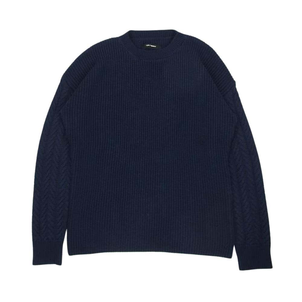 1piu1uguale3 ウノピュウノウグァーレトレ MRK183 CTA001 DROP SHOULDER CREW ドロップ ショルダー クルーネック ニット ネイビー ネイビー系 5【美品】【中古】