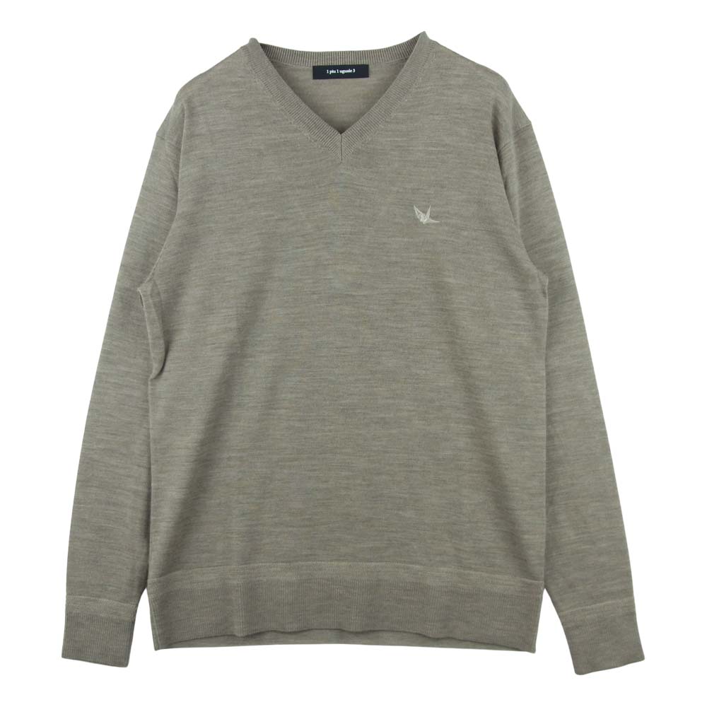 1piu1uguale3 ウノピュウノウグァーレトレ MRK213 CAS017 NARROW V-NECK カシミヤ混 Vネック ニット セーター グレージュ系 Ⅳ【美品】【中古】