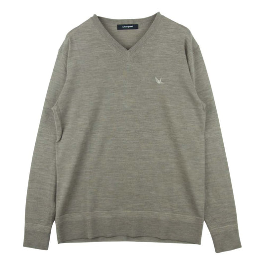 1piu1uguale3 ウノピュウノウグァーレトレ MRK213 CAS017 NARROW V-NECK カシミヤ混 Vネック ニット セーター グレージュ系 Ⅳ【美品】【中古】