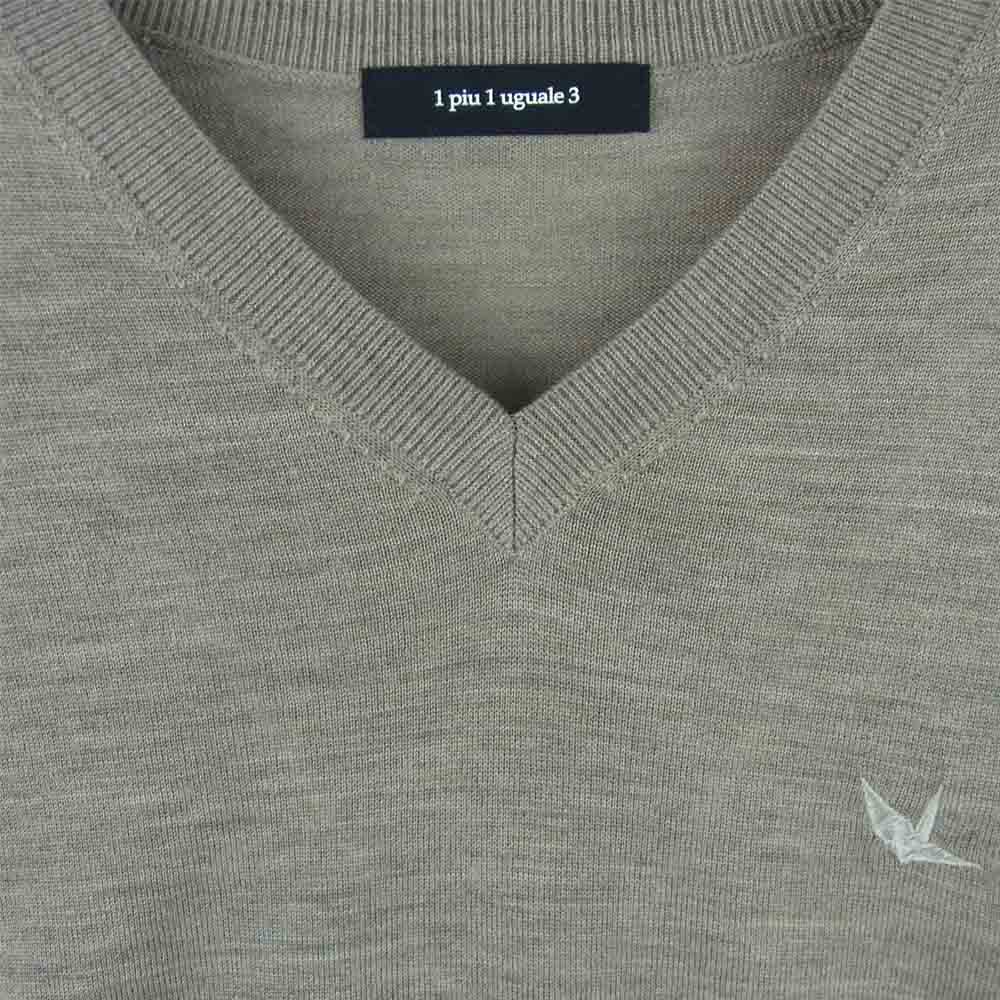 1piu1uguale3 ウノピュウノウグァーレトレ MRK213 CAS017 NARROW V-NECK カシミヤ混 Vネック ニット セーター グレージュ系 Ⅳ【美品】【中古】