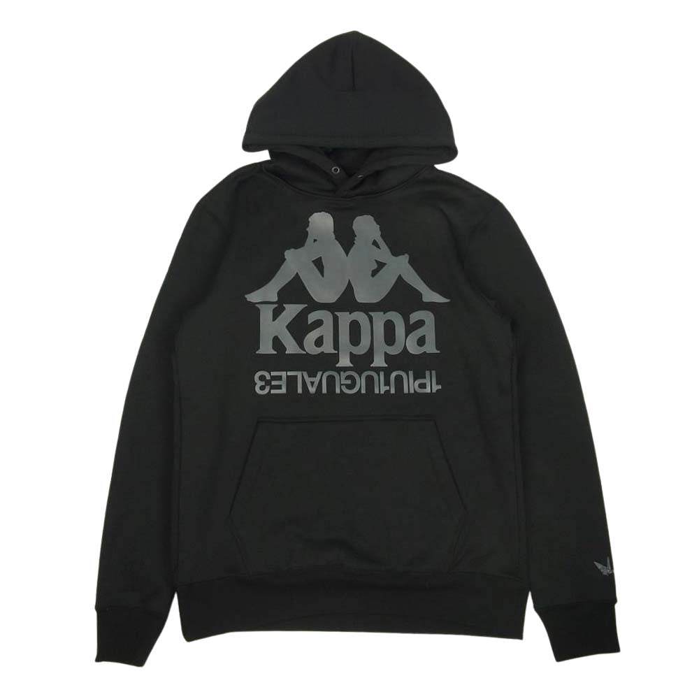1piu1uguale3 ウノピュウノウグァーレトレ MRB463 NYU030 × KAPPA カッパ PULLOVER PARKA プルオーバー パーカー ブラック系 4【美品】【中古】