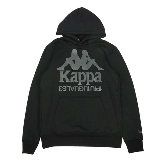 1piu1uguale3 ウノピュウノウグァーレトレ MRB463 NYU030 × KAPPA カッパ PULLOVER PARKA プルオーバー パーカー ブラック系 4【美品】【中古】
