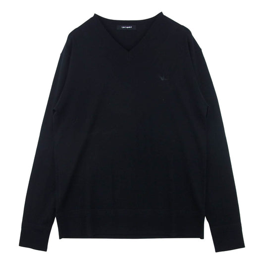 1piu1uguale3 ウノピュウノウグァーレトレ MRK213 CAS017 NARROW V-NECK カシミヤ混 Vネック ニット セーター ブラック系 Ⅵ【美品】【中古】
