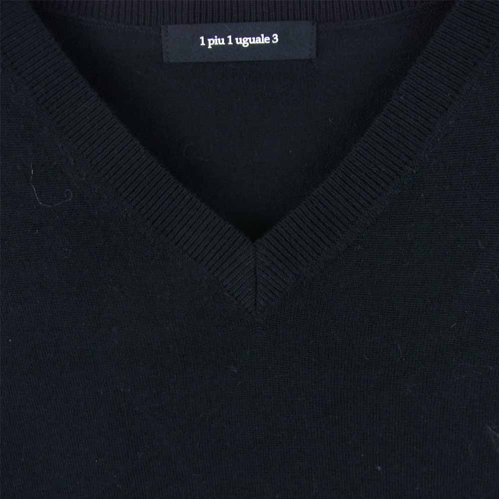 1piu1uguale3 ウノピュウノウグァーレトレ MRK213 CAS017 NARROW V-NECK カシミヤ混 Vネック ニット セーター ブラック系 Ⅵ【美品】【中古】