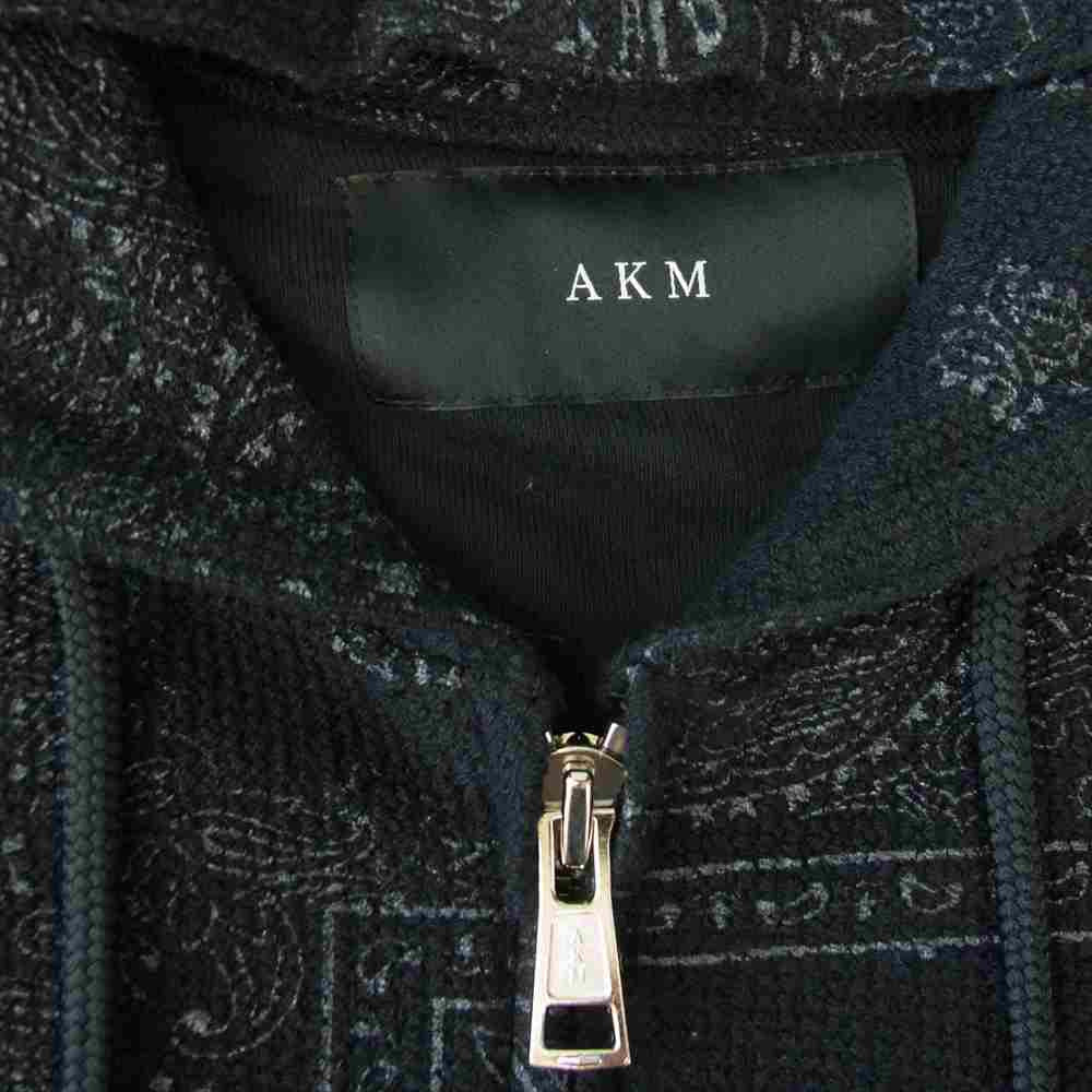 AKM エイケイエム JI91 CTN206 RAGLAN ZIP PARKA バンダナ ペイズリー ラグラン ジップ パーカー ブラック系【美品】【中古】