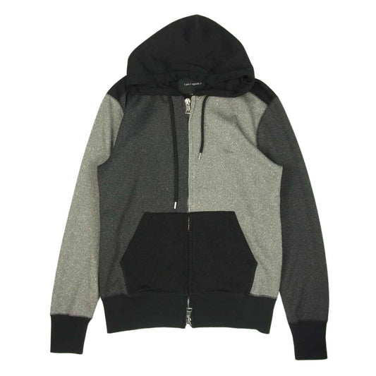 1piu1uguale3 ウノピュウノウグァーレトレ MRB476 POE183 CRAZY PARKA クレイジー ニット ジップアップ パーカー ブラック系 グレー系 4【美品】【中古】